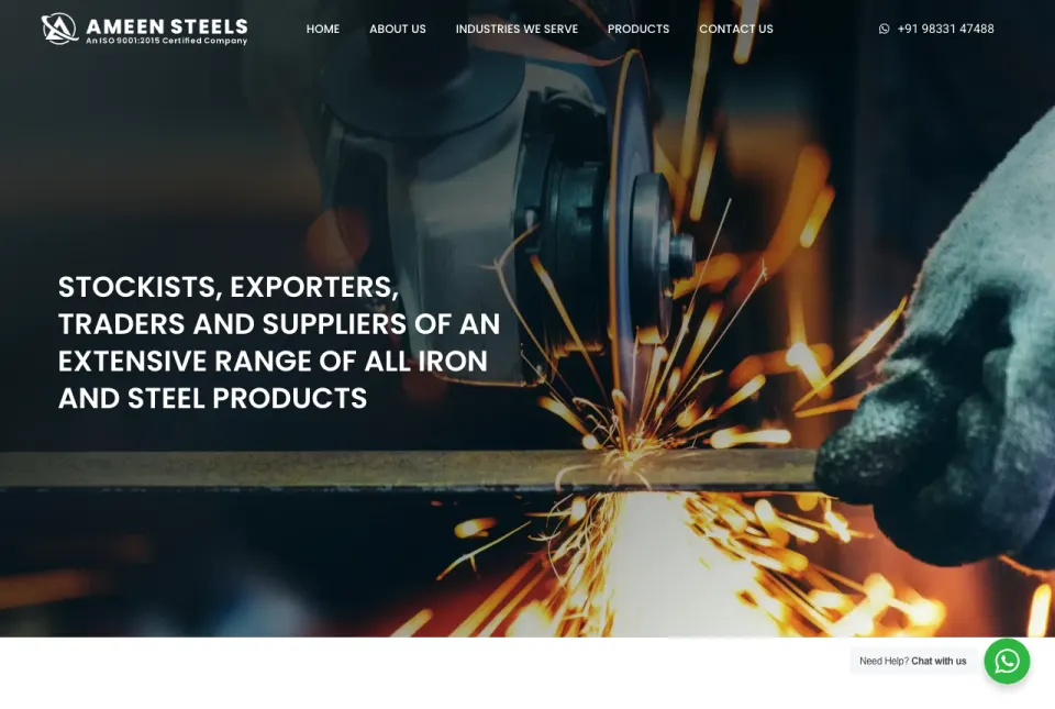 Ameen Steels homepage: stockists, exporters and traders of iron and steel